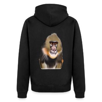Mandrill Affe - Unisex Premium Bio Zip Hoodie - Schwarz - Hinten - Nico (187cm)
