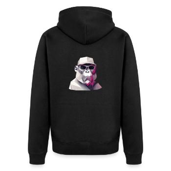 Singe cool en robe ridée - Veste à capuche bio Premium Unisexe - noir - Dos - Nico (187cm)