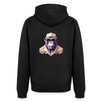 Singe cool en robe ridée - Veste à capuche bio Premium Unisexe - noir - Dos - Nico (187cm)