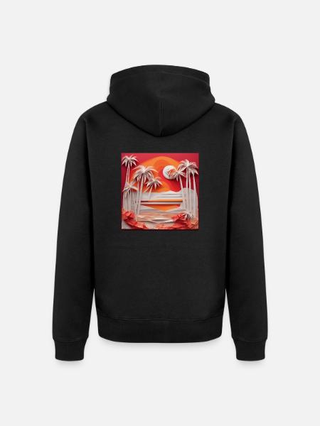 Origami Beach - Unisex Premium Organic Zip Hoodie - black