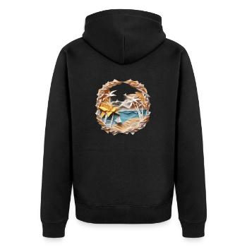 Plage d’Origami - Veste à capuche bio Premium Unisexe - noir - Dos - Nico (187cm)