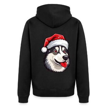 Portrait de chien husky Noël - Veste à capuche bio Premium Unisexe - noir - Dos - Nico (187cm)
