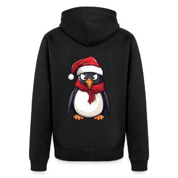 Pingouin Noël Animal Drôle Noël - Veste à capuche bio Premium Unisexe - noir - Dos - Nico (187cm)