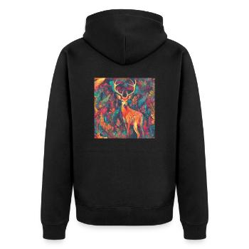 Colorful deer portrait - Unisex Premium Organic Zip Hoodie - black - Back - Nico (187cm)