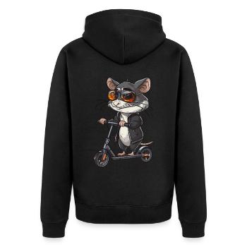 Rattenroller - Unisex Premium Bio Zip Hoodie - Schwarz - Hinten - Nico (187cm)