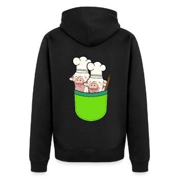 Bag Pigs Cooks Cook Piglets - Unisex Premium Organic Zip Hoodie - black - Back - Nico (187cm)