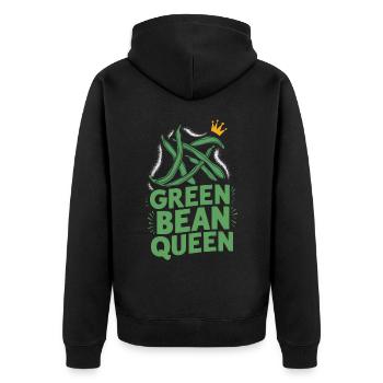 Grüne Bohnen - Unisex Premium Bio Zip Hoodie - Schwarz - Hinten - Nico (187cm)