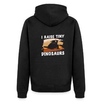 Crested Gecko Funny I Raise Tiny Dinosaurs Eyelash - Unisex Premium Organic Zip Hoodie - black - Back - Nico (187cm)