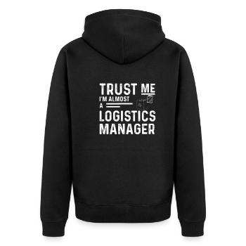 Croyez-moi Drôle d’humour de responsable logistique - Veste à capuche bio Premium Unisexe - noir - Dos - Nico (187cm)