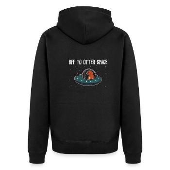 Lustiges Otter Space Wortspiel zu Otter Space für - Unisex Premium Bio Zip Hoodie - Schwarz - Hinten - Nico (187cm)