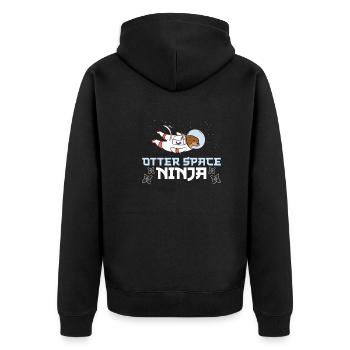 Lustiger Otter Space Ninja Ein Otter im Weltraum - Unisex Premium Bio Zip Hoodie - Schwarz - Hinten - Nico (187cm)