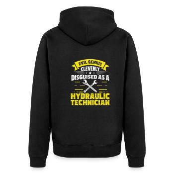 Evil genius Funny disguised - Unisex Premium Organic Zip Hoodie - black - Back - Nico (187cm)