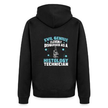 Evil Genius Funny Histology Humor For Histologists - Unisex Premium Bio Zip Hoodie - Schwarz - Hinten - Nico (187cm)