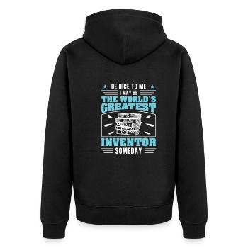 Be nice to me, I might be a funny - Unisex Premium Organic Zip Hoodie - black - Back - Nico (187cm)