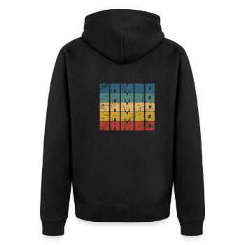 Vintage-Sambo-Kampfsport Russisches Wrestling Ein - Unisex Premium Bio Zip Hoodie - Schwarz - Hinten - Nico (187cm)