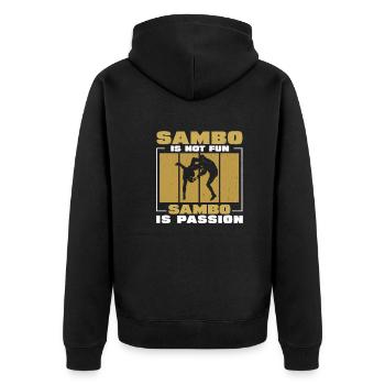 Drôle Sambo n’est pas un fan Sambo est une passion - Veste à capuche bio Premium Unisexe - noir - Dos - Nico (187cm)