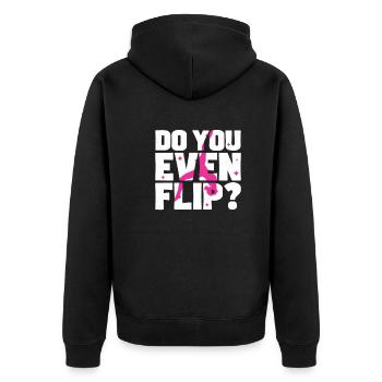 Lustiges Acro-Tanzen: Flipst du sogar für einen - Unisex Premium Bio Zip Hoodie - Schwarz - Hinten - Nico (187cm)