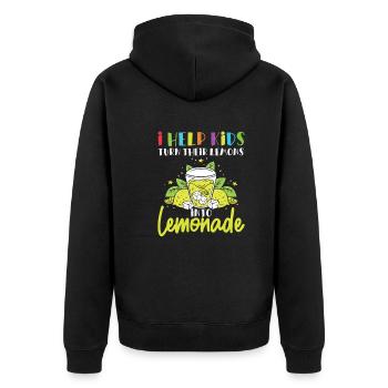 Children's therapist lemons for lemonade occupational therapy - Unisex Premium Organic Zip Hoodie - black - Back - Nico (187cm)