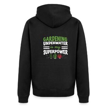 Funny Underwater Gardening Superpower An - Unisex Premium Bio Zip Hoodie - Schwarz - Hinten - Nico (187cm)