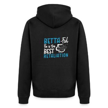 Funny Betta-ful Fin ist der beste Vergeltungsmann - Unisex Premium Bio Zip Hoodie - Schwarz - Hinten - Nico (187cm)