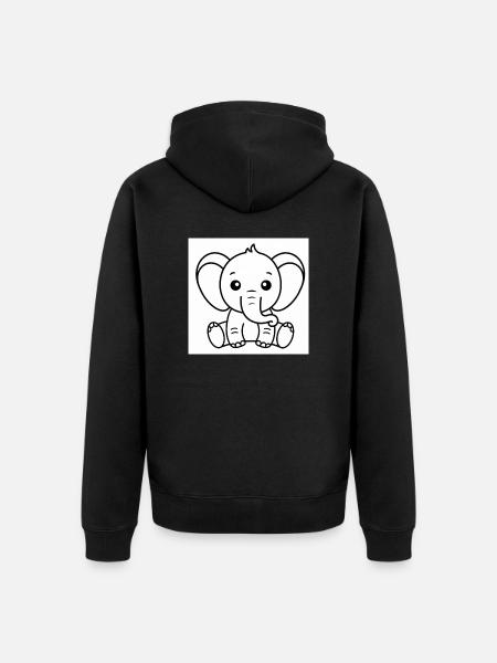Elefant - Unisex Premium Bio Zip Hoodie - Schwarz