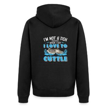 Funny that I'm not a fish when I say - Unisex Premium Organic Zip Hoodie - black - Back - Nico (187cm)