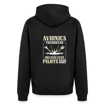 Funny, even pilots need heroes for a - Unisex Premium Organic Zip Hoodie - black - Back - Nico (187cm)