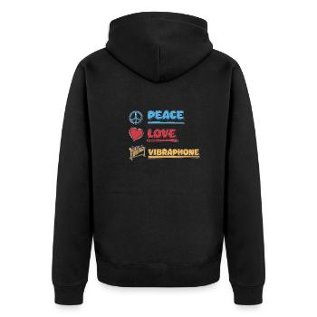 Peace Love Fantastisches Vibraphon für einen - Unisex Premium Bio Zip Hoodie - Schwarz - Hinten - Nico (187cm)