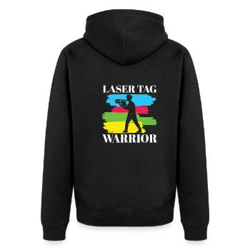 Lasertag Warrior Laser Game - Unisex Premium Organic Zip Hoodie - black - Back - Nico (187cm)
