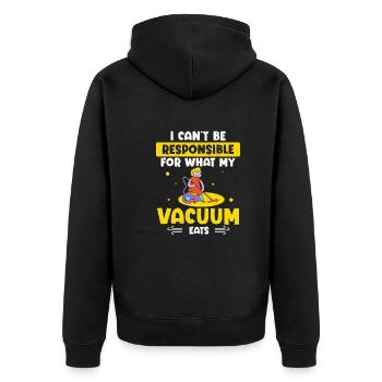 Lustiger Staubsauger für eine Hausreinigerin eines - Unisex Premium Bio Zip Hoodie - Schwarz - Hinten - Nico (187cm)