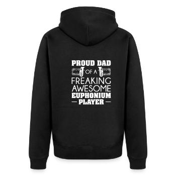 Euphonium Stolzer Vater eines Euphonium-Spielers - Unisex Premium Bio Zip Hoodie - Schwarz - Hinten - Nico (187cm)