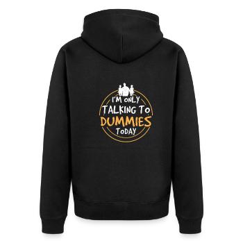 Funny ventriloquist doll I'm just speaking today - Unisex Premium Organic Zip Hoodie - black - Back - Nico (187cm)