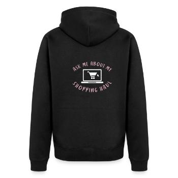 Me poser des questions sur mon panier pour - Veste à capuche bio Premium Unisexe - noir - Dos - Nico (187cm)