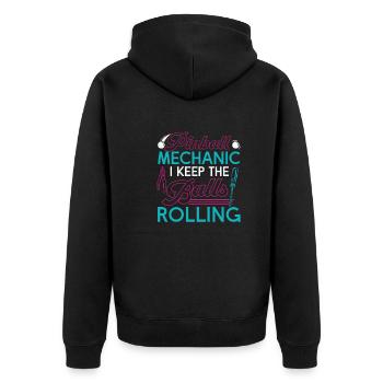 Pinball I Keep The Balls Rolling Funny Pinball - Unisex Premium Organic Zip Hoodie - black - Back - Nico (187cm)