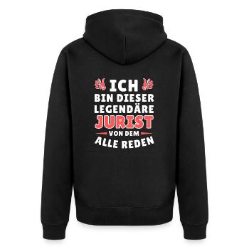 Ich bin dieser legendäre Jurist - Unisex Premium Bio Zip Hoodie - Schwarz - Hinten - Nico (187cm)