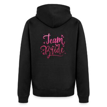 Team Bride en rose pailleté pour votre enterrement de vie de garçon - Veste à capuche bio Premium Unisexe - noir - Dos - Nico (187cm)