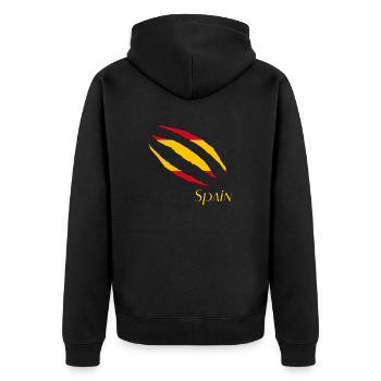 Spain Spanien Espana - Unisex Premium Bio Zip Hoodie - Schwarz - Hinten - Nico (187cm)