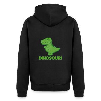 Dino - Unisex Premium Bio Zip Hoodie - Schwarz - Hinten - Nico (187cm)
