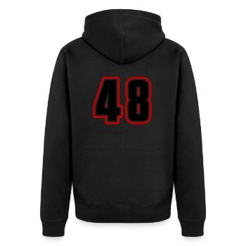 48 number symbol - Unisex Premium Organic Zip Hoodie - black - Back - Nico (187cm)