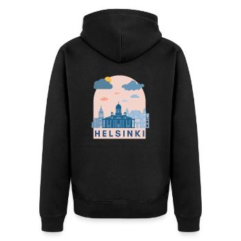 Finland Helsinki Logo Design Europe Gift - Unisex Premium Organic Zip Hoodie - black - Back - Nico (187cm)