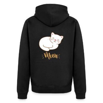 Mignon Kawaii drôle de chat disant miaulement - Veste à capuche bio Premium Unisexe - noir - Dos - Nico (187cm)