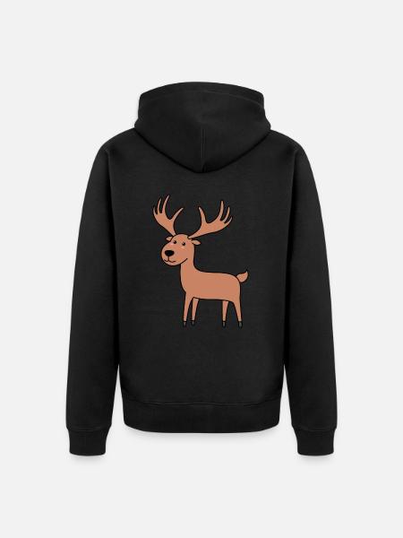 Elch Comic Tier - Unisex Premium Bio Zip Hoodie - Schwarz
