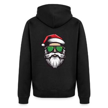 Santa Claus Portrait Cool Santa Head - Unisex Premium Organic Zip Hoodie - black - Back - Nico (187cm)