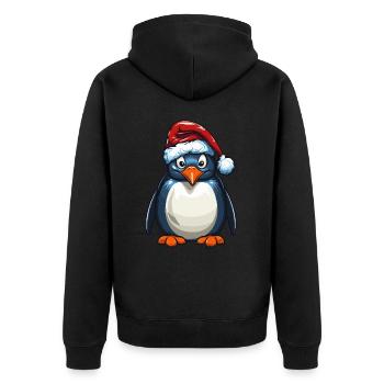 Pinguin Weihnachten Tier - Unisex Premium Bio Zip Hoodie - Schwarz - Hinten - Nico (187cm)