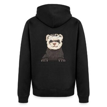 Frettchen Besitzer Frettchen - Unisex Premium Bio Zip Hoodie - Schwarz - Hinten - Nico (187cm)
