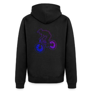 Vététistes Cyclisme VTT Femme - Veste à capuche bio Premium Unisexe - noir - Dos - Nico (187cm)