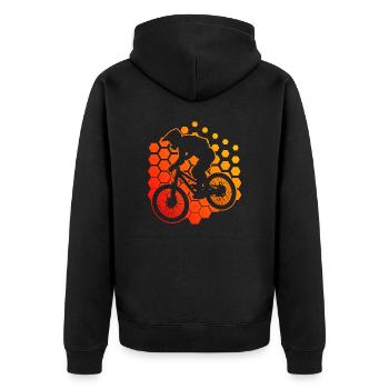 MTB Radfahren Mountainbike Damen Radfahrer - Unisex Premium Bio Zip Hoodie - Schwarz - Hinten - Nico (187cm)