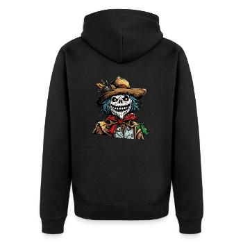 Scarecrow / Harvest Worker / Corn Field / Field - Unisex Premium Organic Zip Hoodie - black - Back - Nico (187cm)