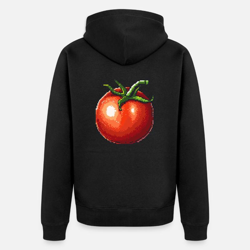 Icône pixel de tomate - Veste à capuche bio Premium Unisexe - noir