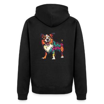 Border Collie Hund Halloween Comic Lustig - Unisex Premium Bio Zip Hoodie - Schwarz - Hinten - Nico (187cm)